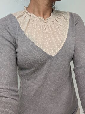 Gray Sweater with Neck Detail